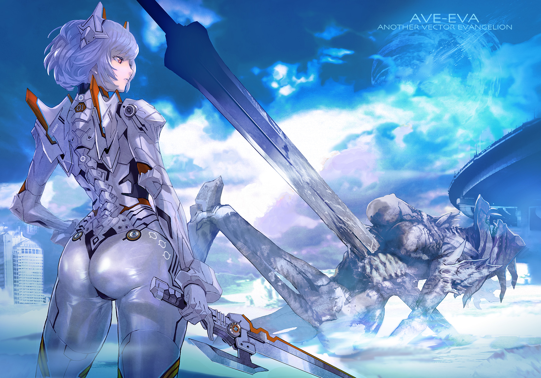 yande.re 565152 ass ayanami_rei bodysuit maejima_shigeki monster  neon_genesis_evangelion sword - Рей - Evangelion Not End | Форум