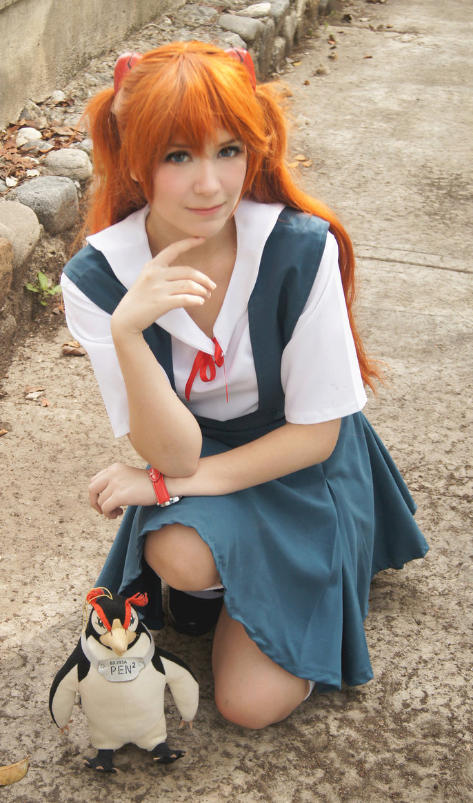 asuka langley school uniform cosplay