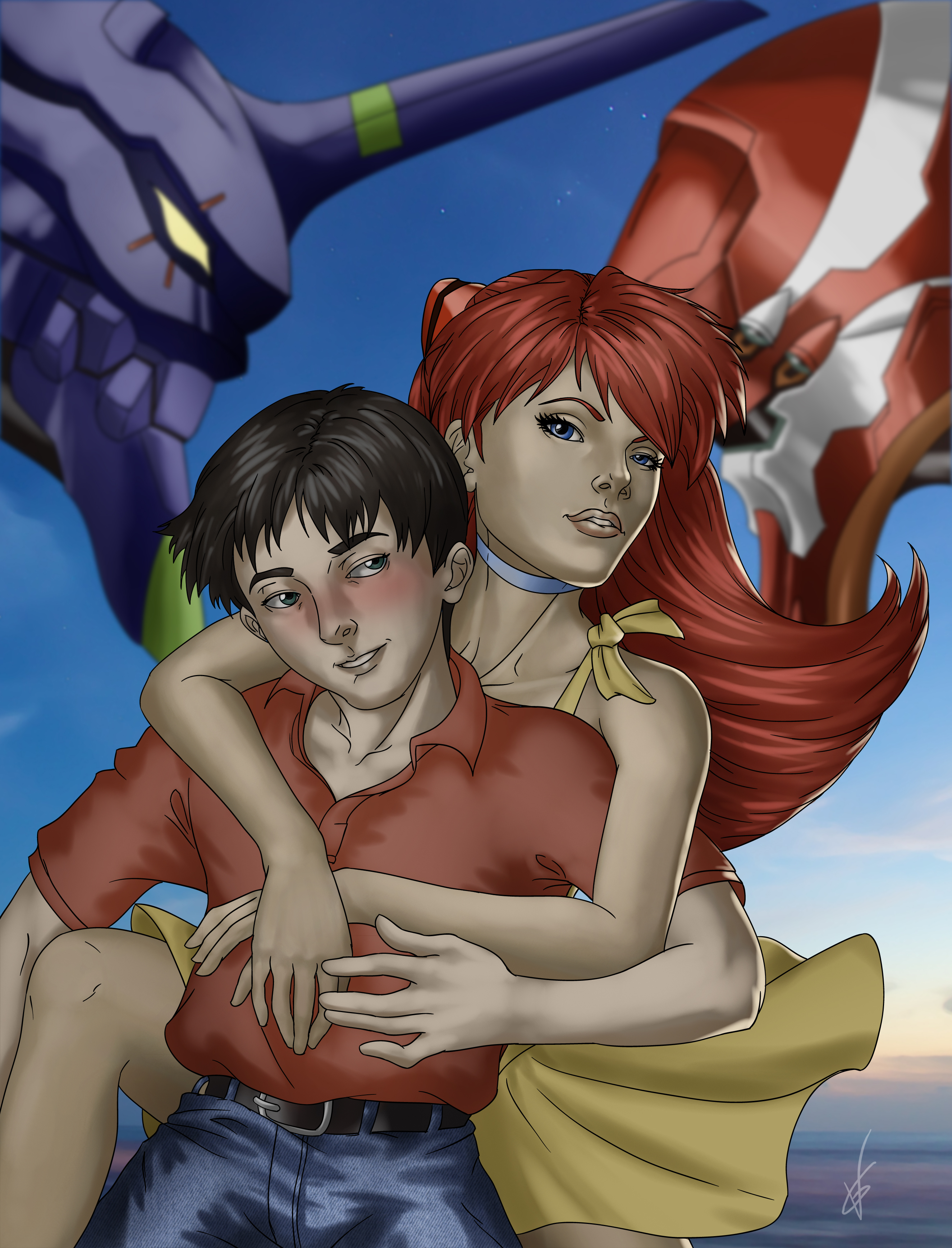 Shinji & Asuka by darthval